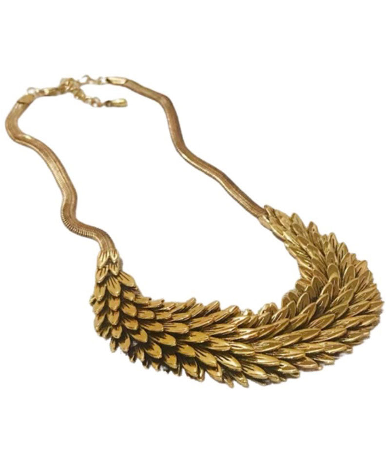 3D FEATHER CURVE NECKLACE 立體羽毛弧形項鍊