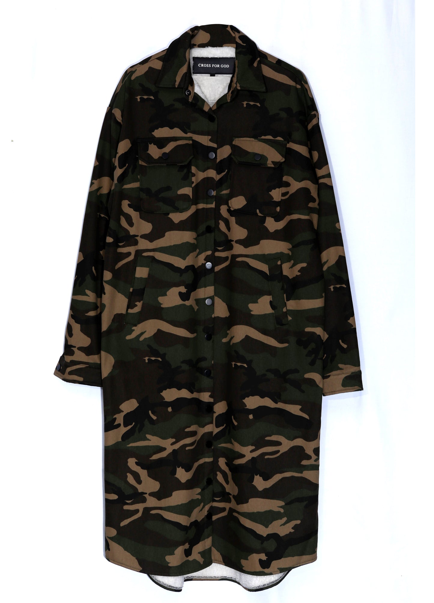CAMOUFAGE LONG TRENCHCOAT 迷彩鋪毛長版外套
