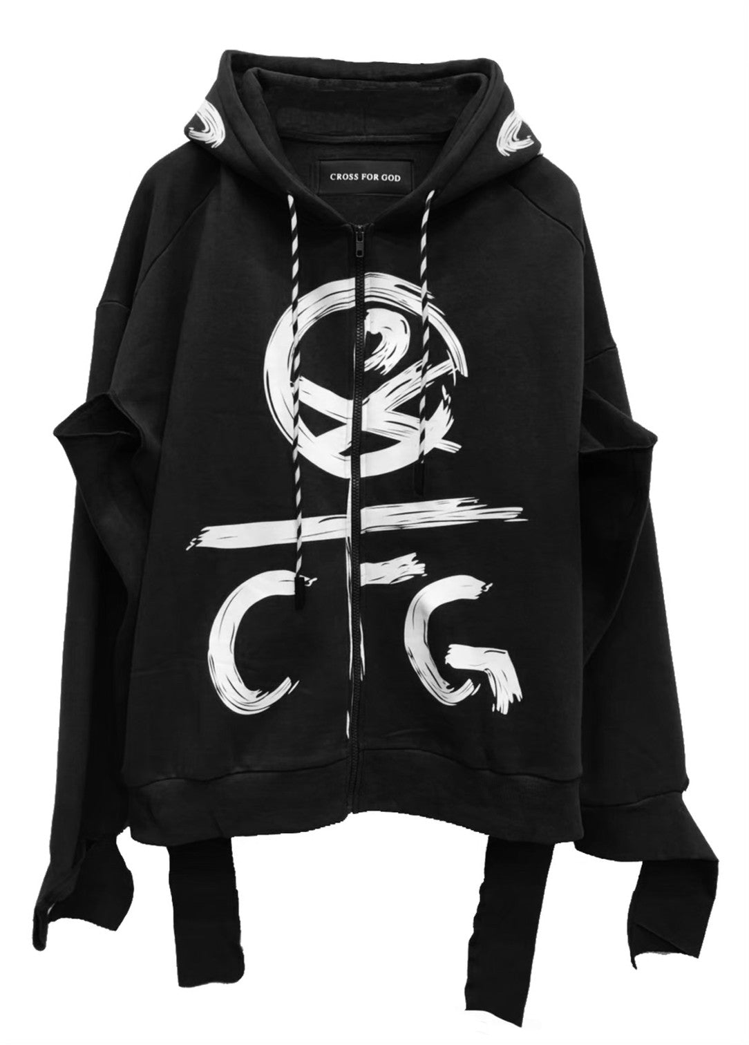 GRAFFITI PRINT HOODIE Graffiti print hooded jacket