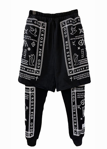 SYMBOL FAKE TWO-PIECE PANTS Symbol fake two-piece pants