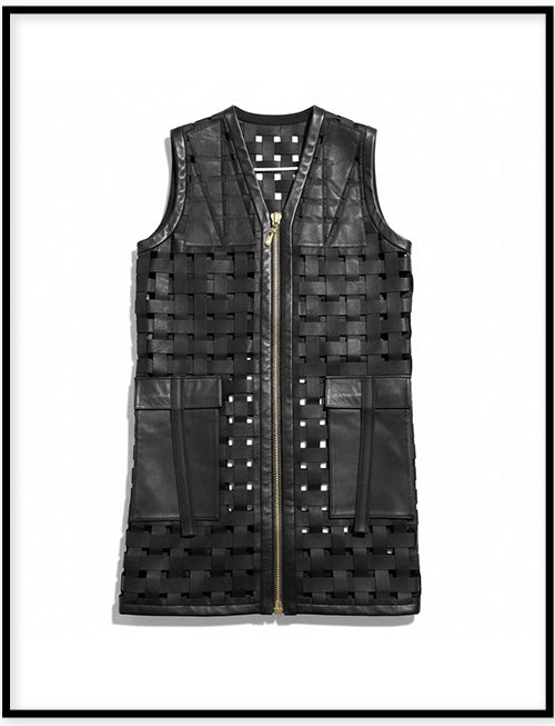 WEAVE  POCKETS VEST 高訂編織皮長背心