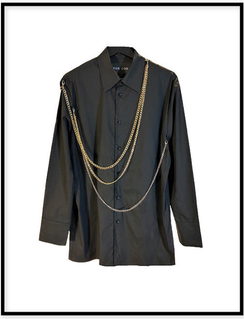 DOUBLE CHAIN ​​SHIRT Gold and silver double chain shirt 