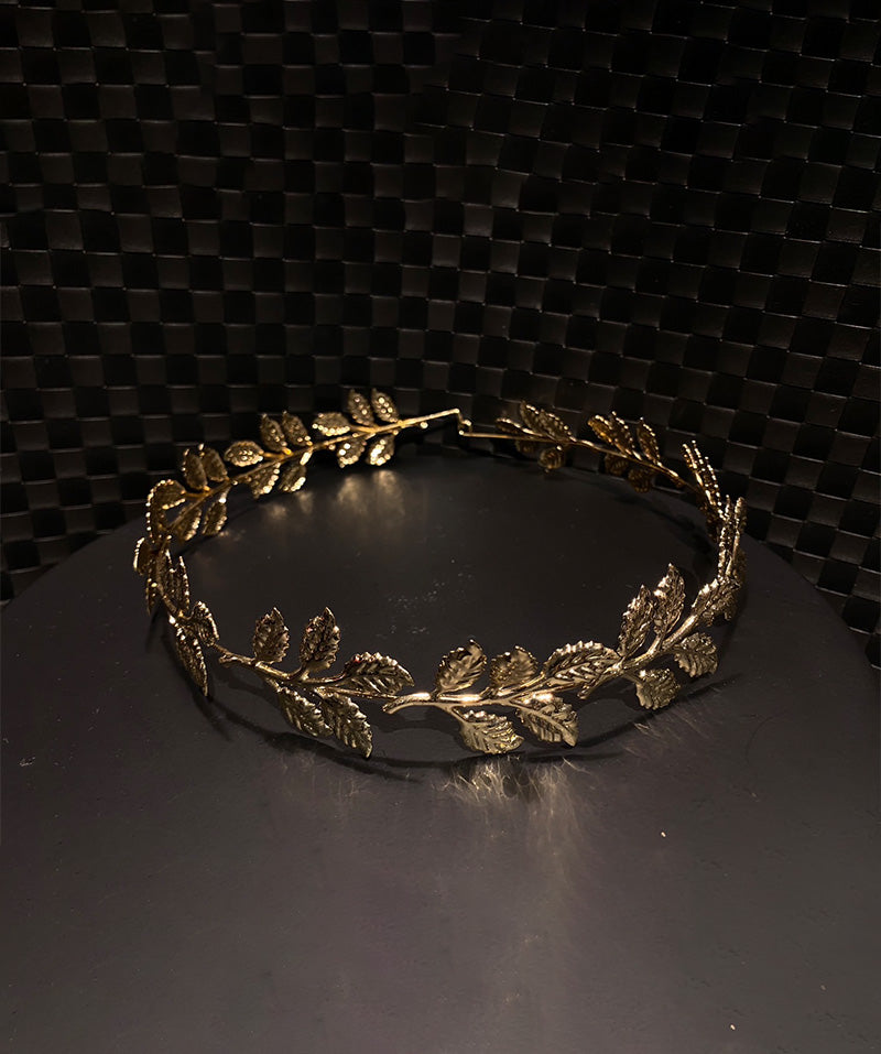 golden leaf hair crown 金色葉片髮冠