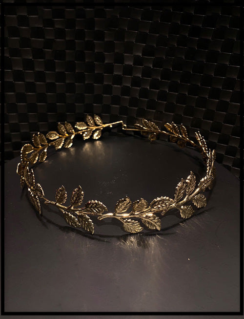 golden leaf hair crown 金色葉片髮冠