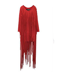 CARLET TASSELS ROBE red fringed robe