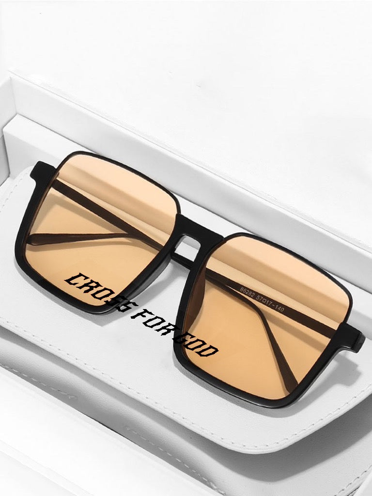 復古咖啡色鐵架眼鏡 Retro brown iron frame glasses