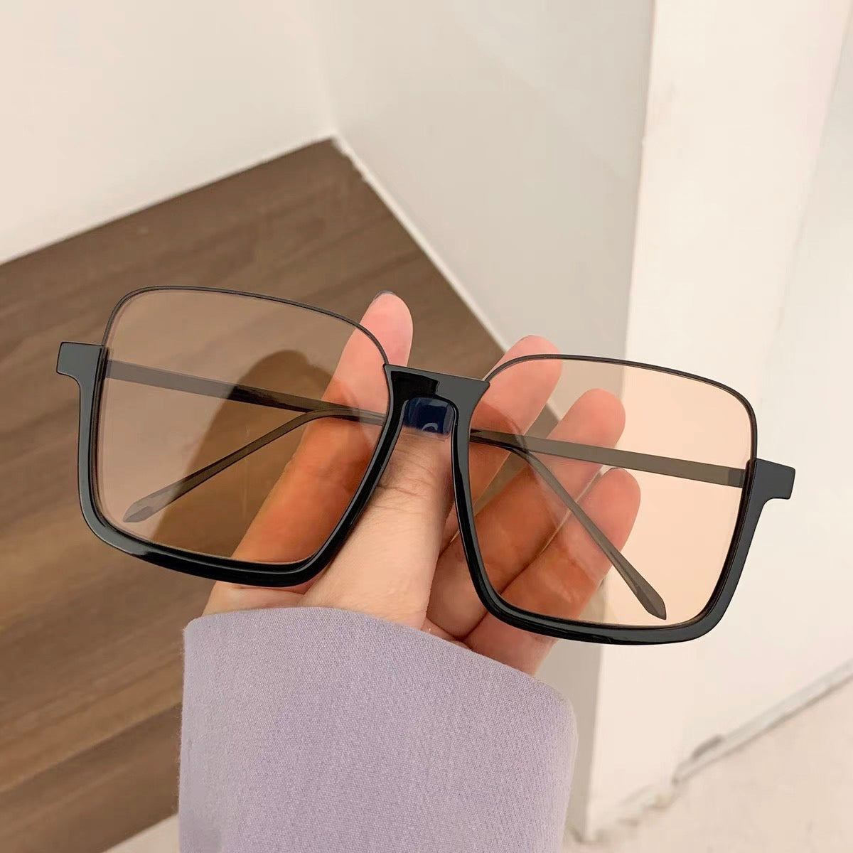 復古咖啡色鐵架眼鏡 Retro brown iron frame glasses