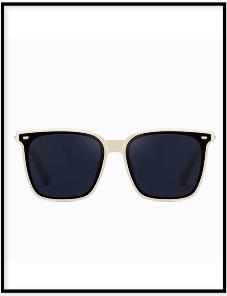 白框復古平面墨鏡 White frame retro flat sunglasses